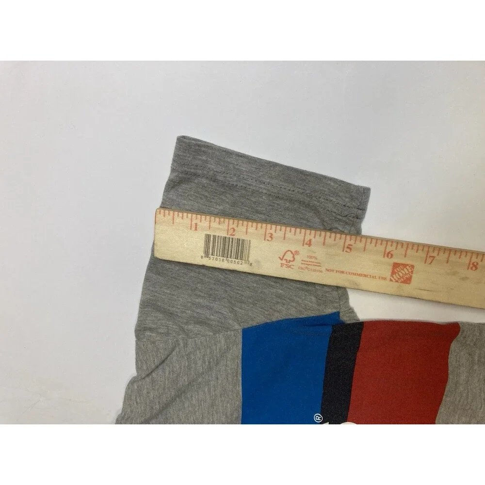 Levi's Kids Striped Logo T-Shirt Gray Blue Red Cotton Crew Neck Sz 10